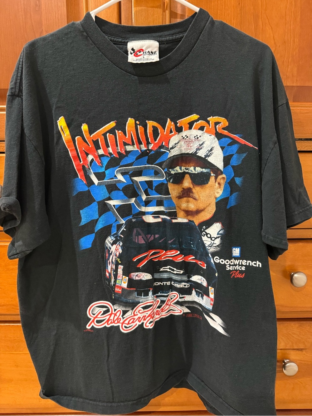 Chase Authentics Black 'Intimidator' Racing Graphic Tee with Multicolor Print